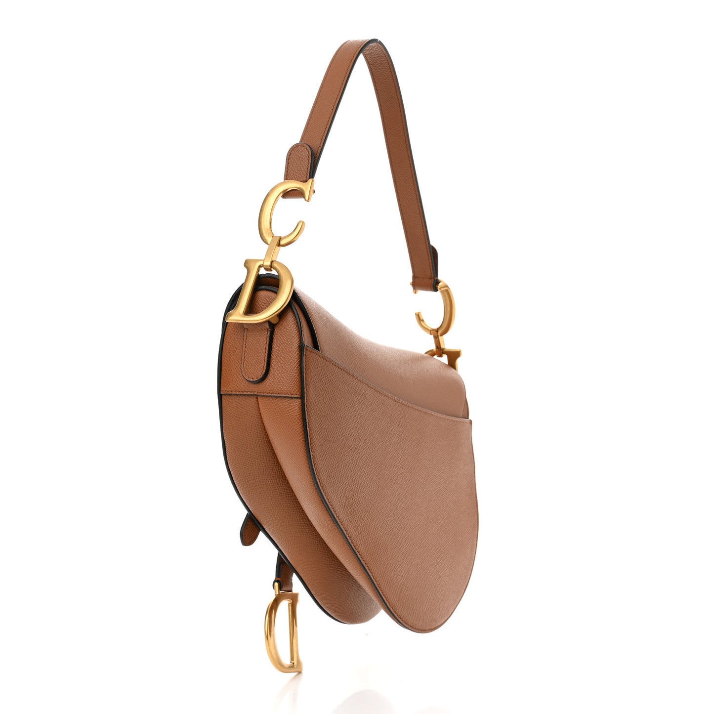 Grained Calfskin Saddle Bag Camello