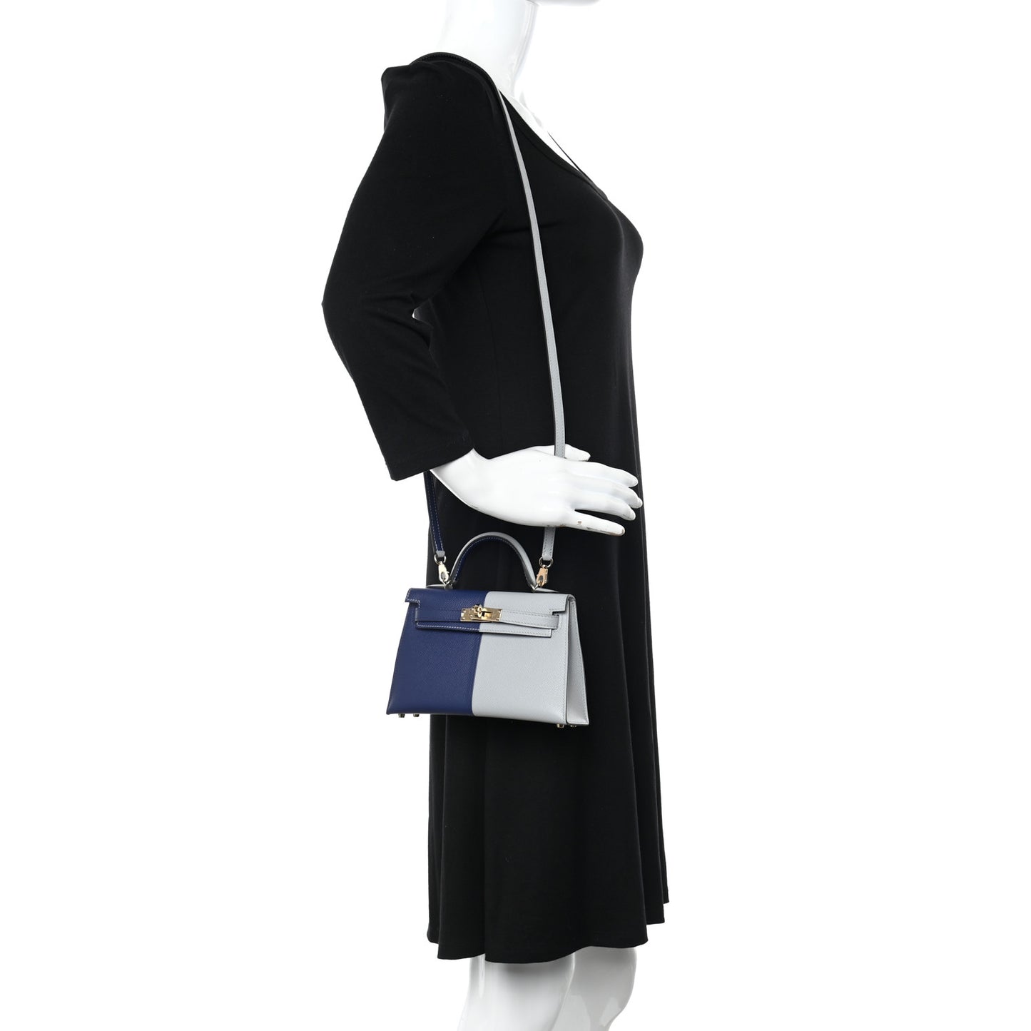 Epsom Casaque Horseshoe Mini Kelly Sellier 20 Bleu Encre Bleu Glacier