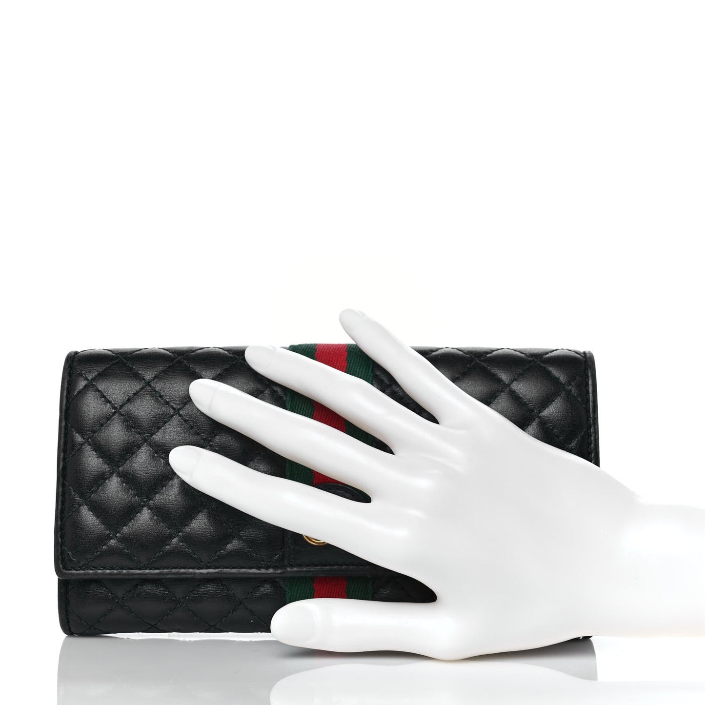 Calfskin Web Trapuntata GG Continental Wallet Black