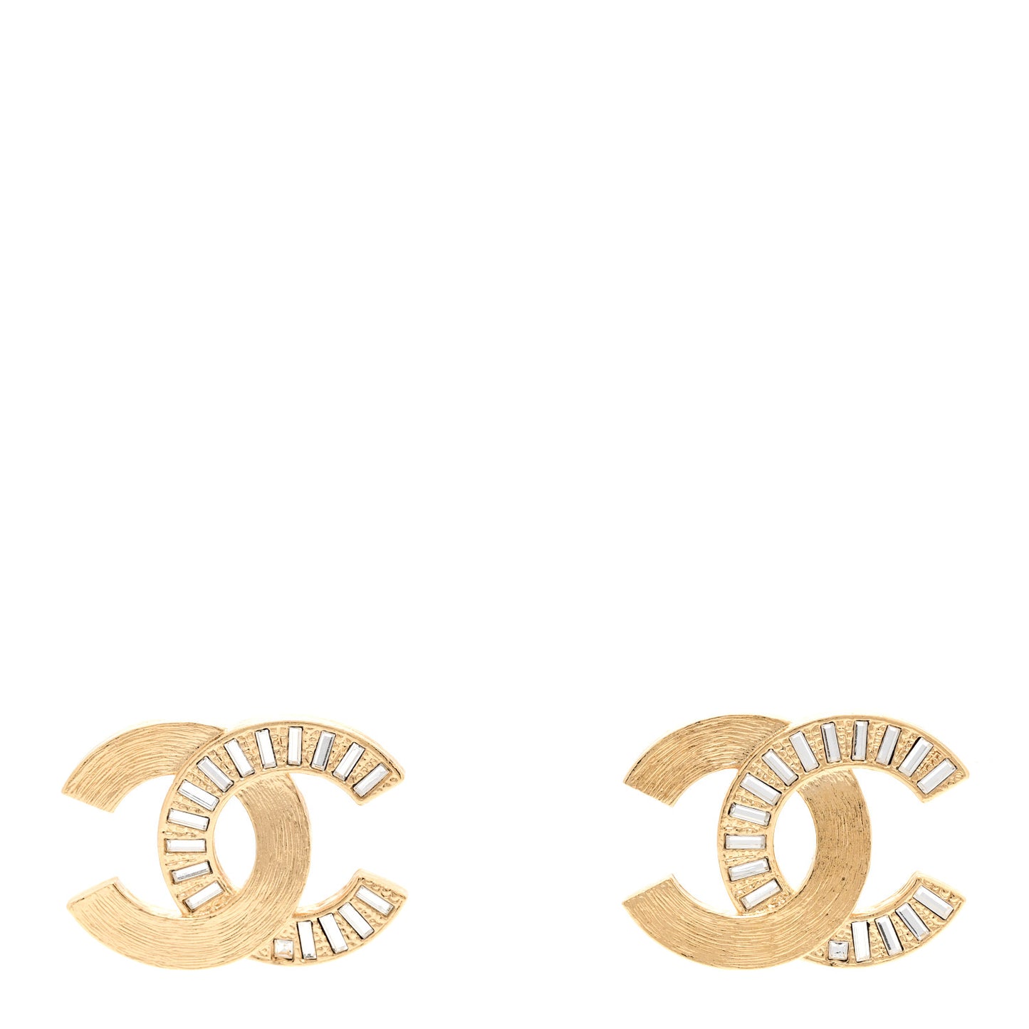 Crystal Baguette CC Earrings Gold