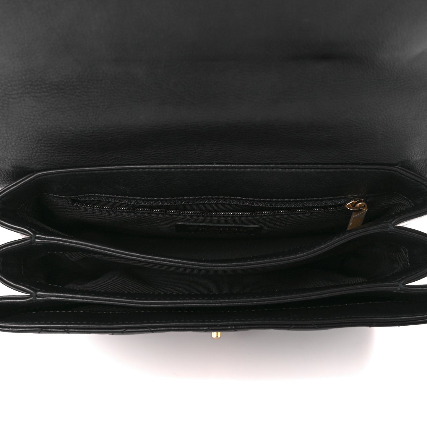 Calfskin Quilted Small Gold Top Handle Flap Black