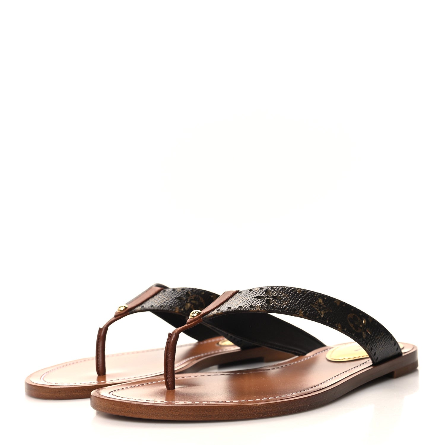 Louis Vuitton Monogram Sunny Flat Thong Sandals 38 Brown 3 of 8