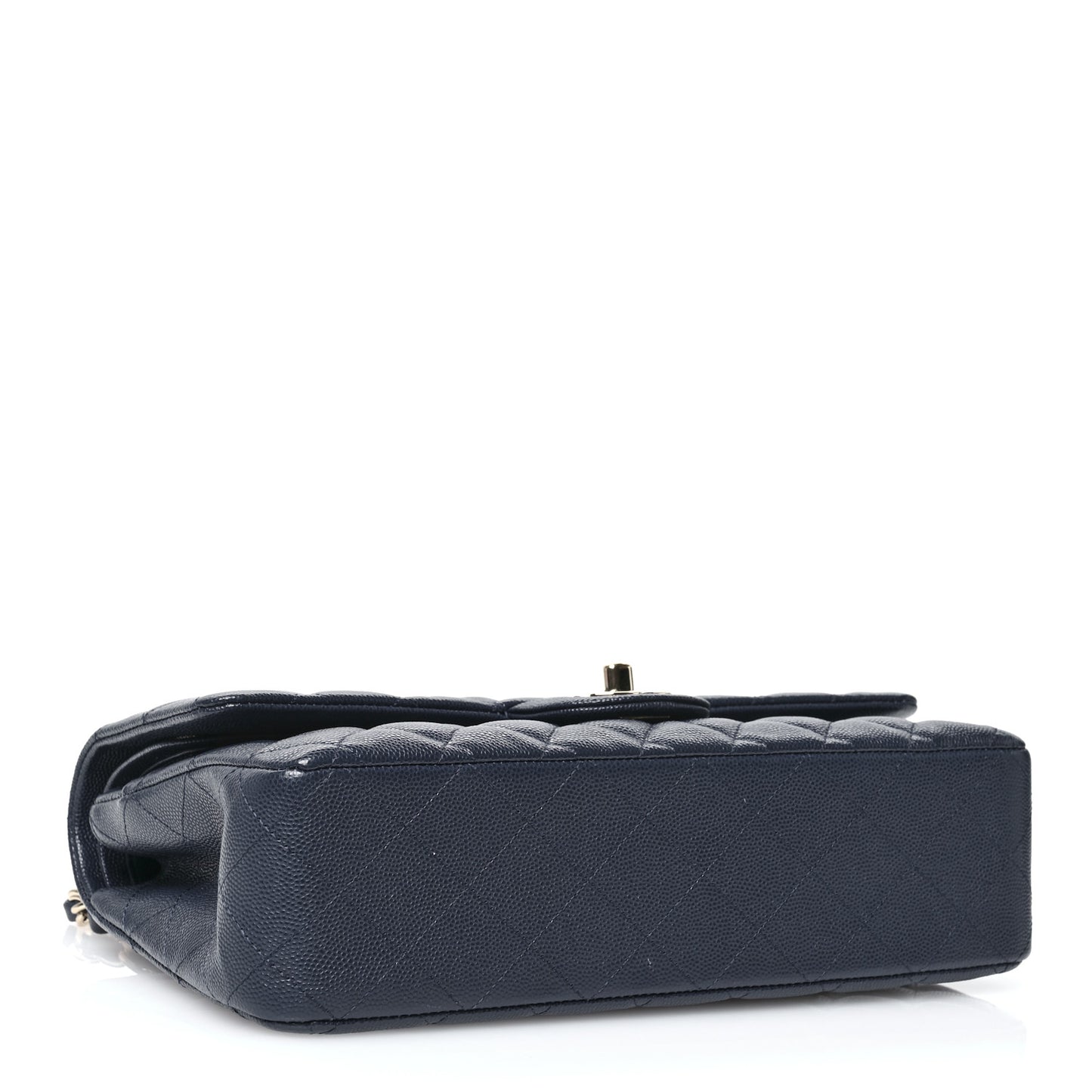 Caviar Quilted Medium Double Flap Navy