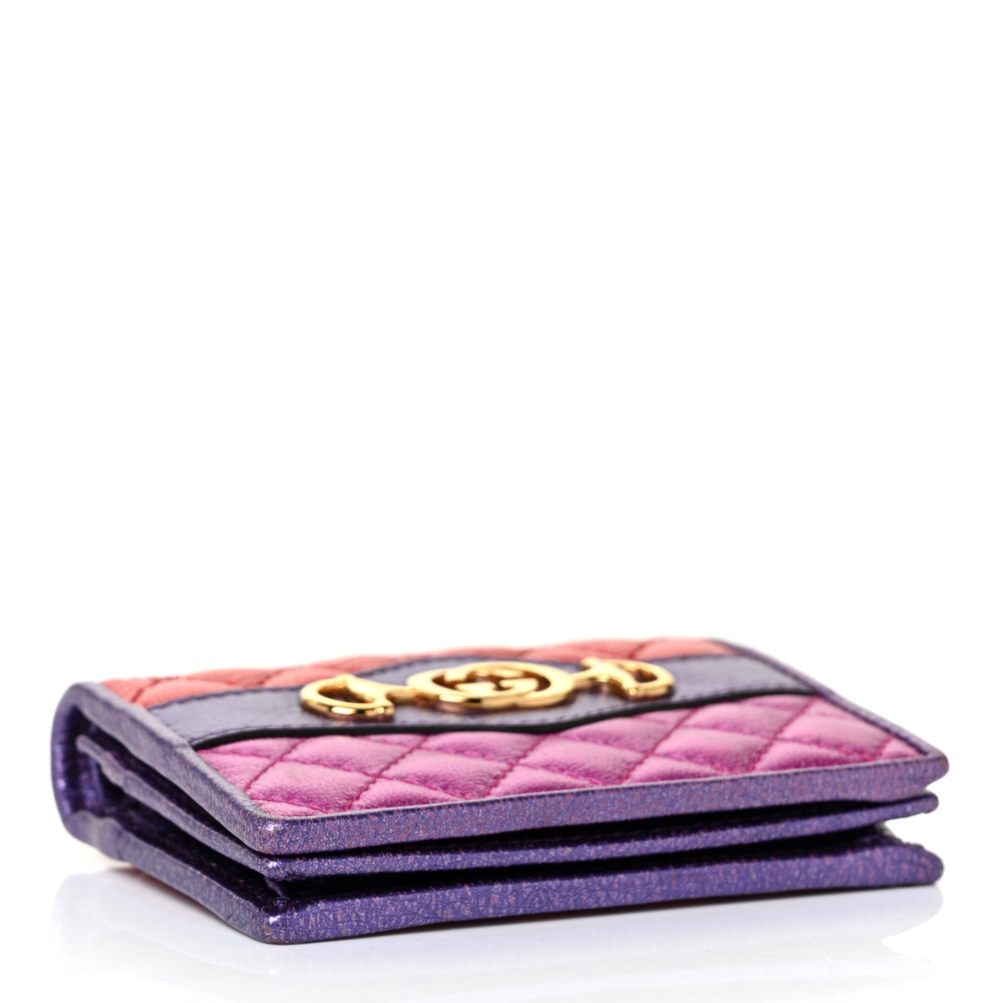 Laminated Nappa Trapuntata Zumi Card Case Rosso Fuxia Bizantin