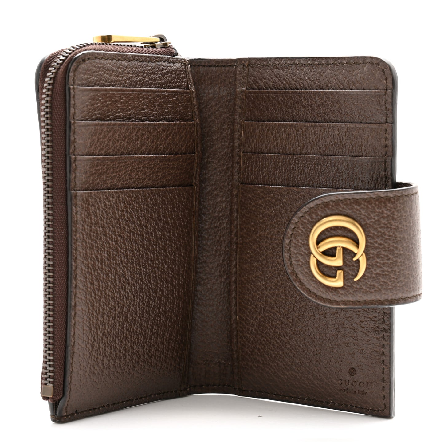 GG Supreme Monogram Textured Dollar Calfskin Web Ophidia Overlay Zip Around Card Case Wallet Beige Ebony New Acero