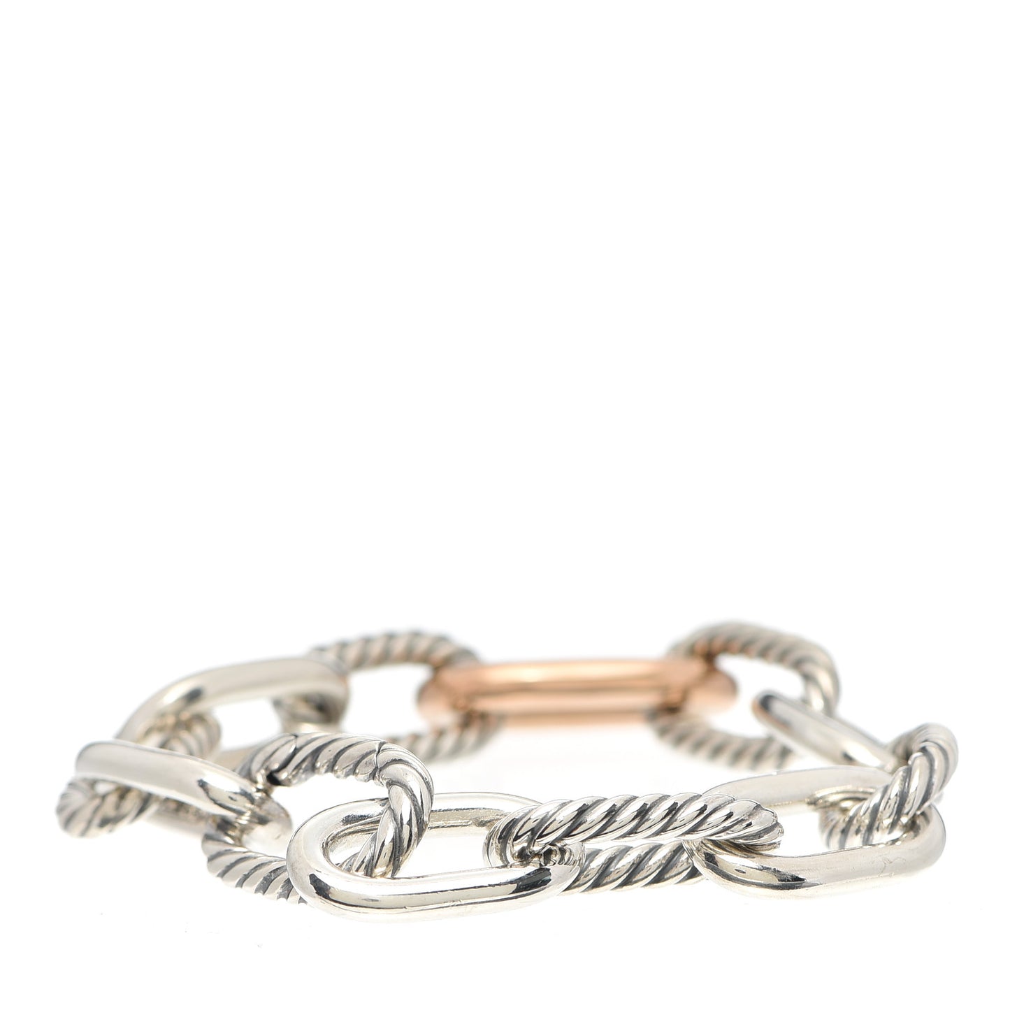 Sterling Silver 18K Rose Gold 11mm Madison Chain Bracelet