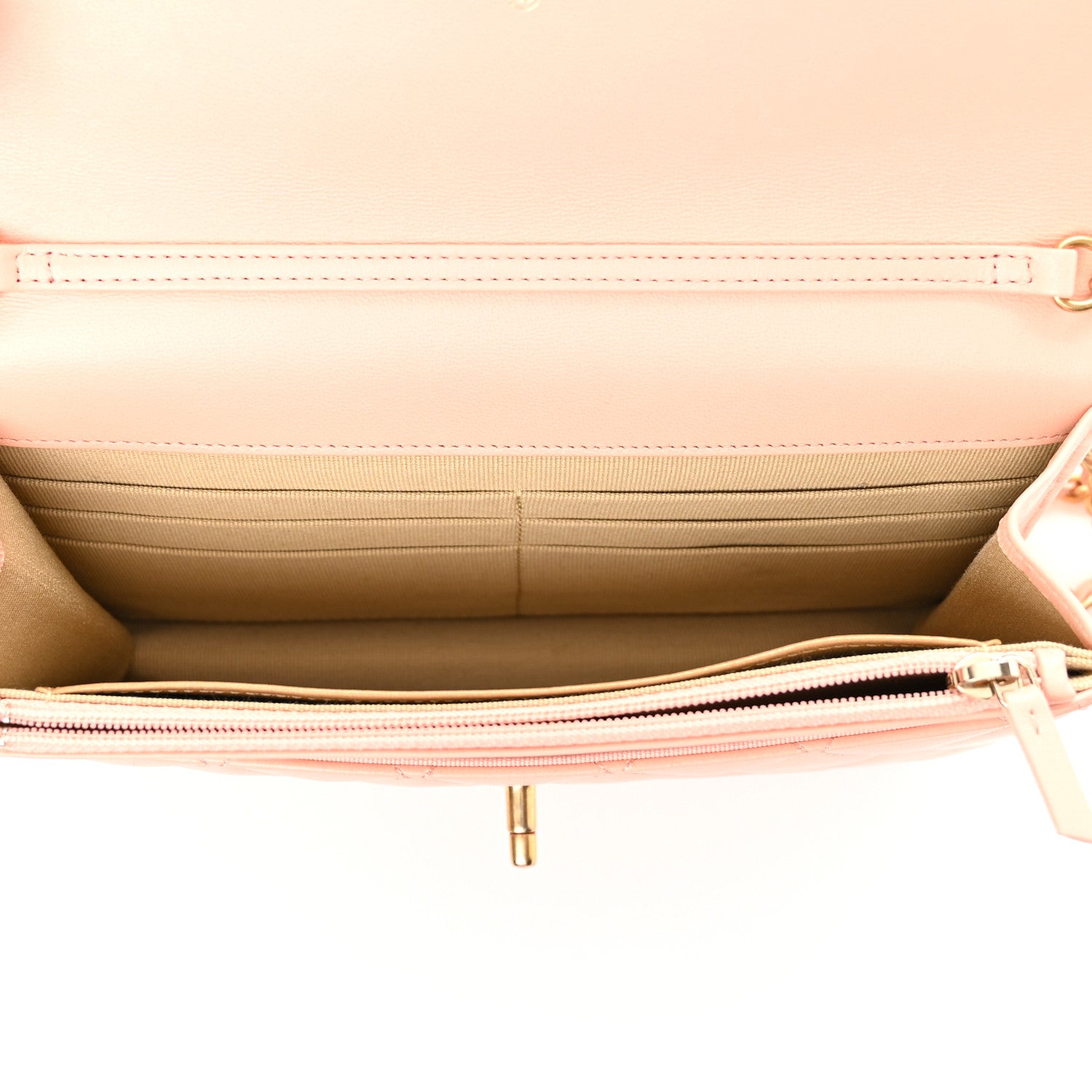 Chanel Lambskin Quilted Pearl Crush Wallet on Chain WOC Light Orange 5 of 11