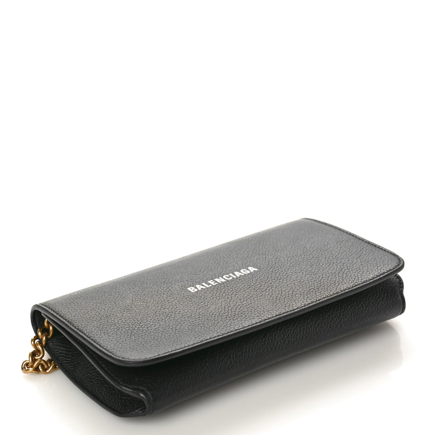 Grained Calfskin Logo Everyday Phone Holder Wallet On Chain Black White