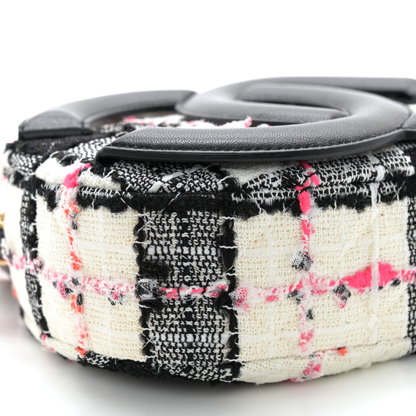 Tweed Lambskin Quilted Coco Midnight Camera Case White Black Multicolor