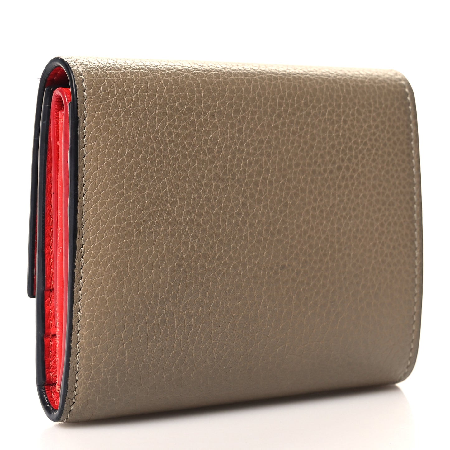 Drummed Calfskin Small Multifunction Folded Wallet Dune