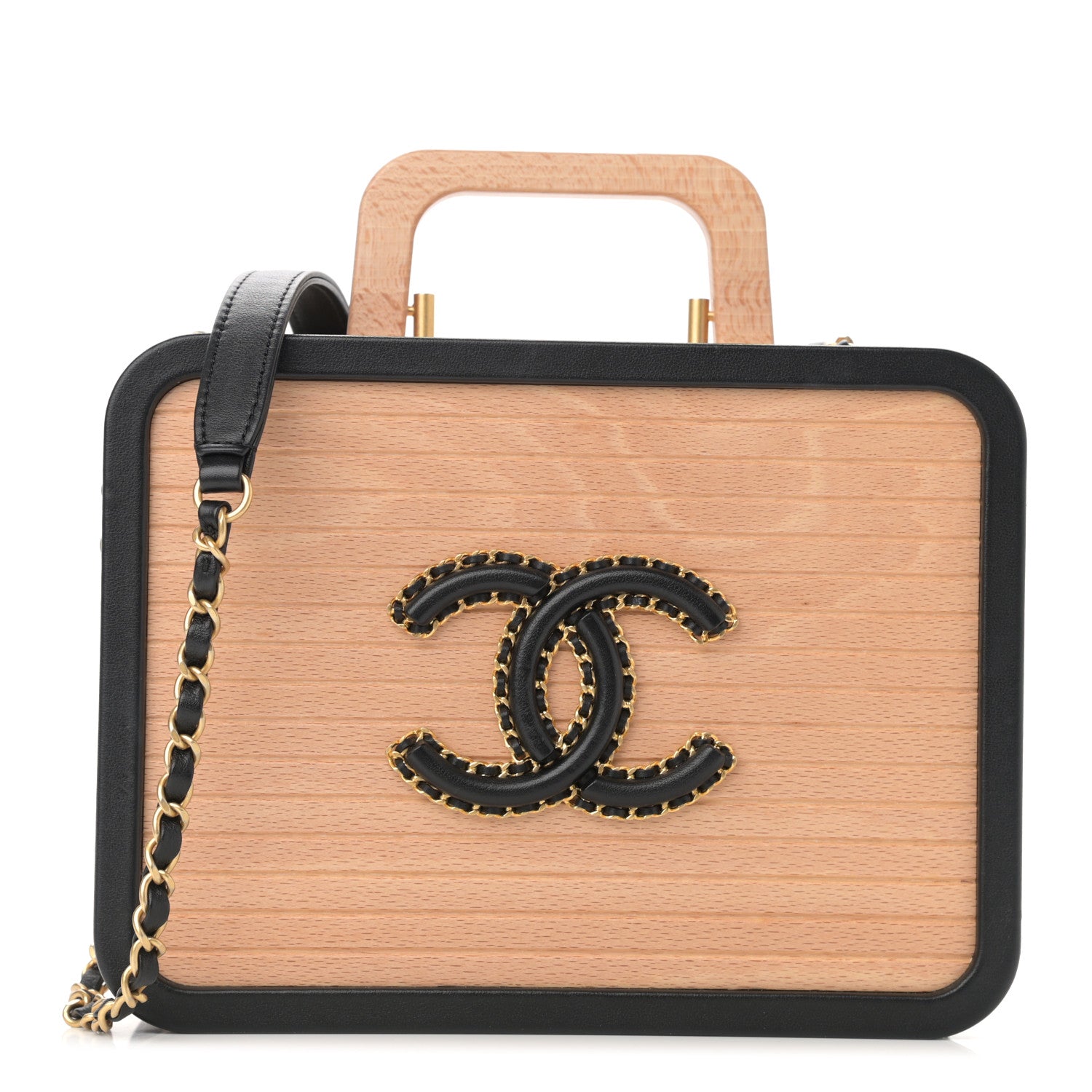 Chanel Beech Wood Lambskin Medium CC Vanity Case Black 1042956