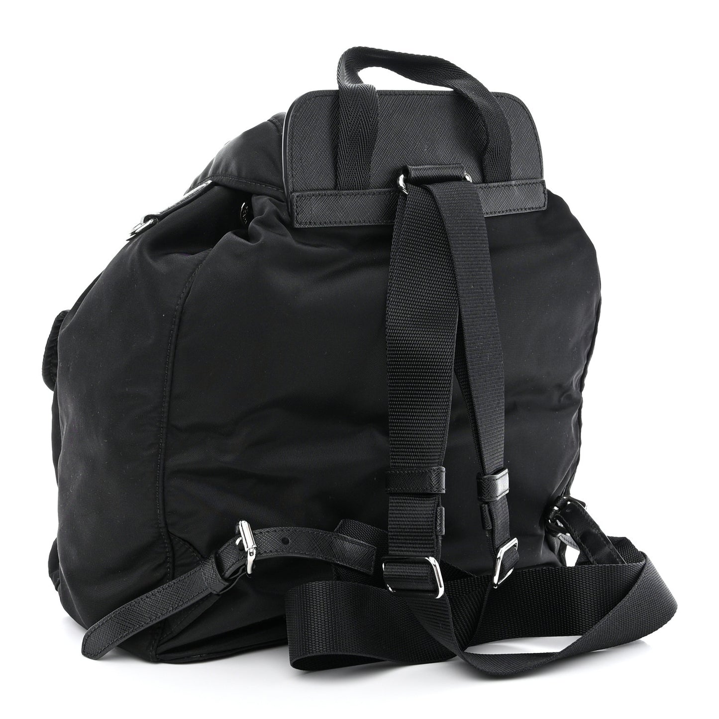 Nylon Vela Saffiano Medium Backpack Black