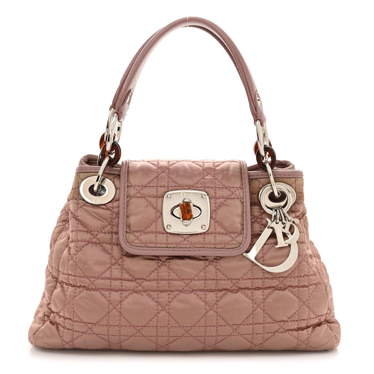 Christian Dior Satin Cannage Charming Small Lock Flap Shoulder Bag 
