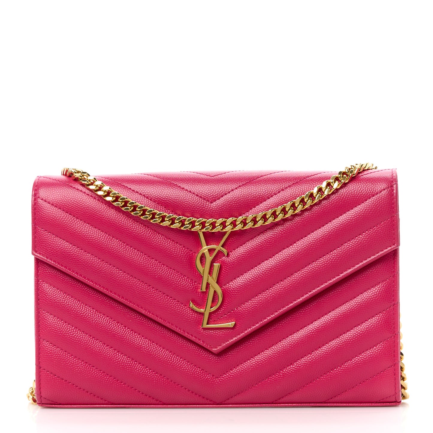 Grain De Poudre Matelasse Chevron Monogram Chain Wallet Bubblegum