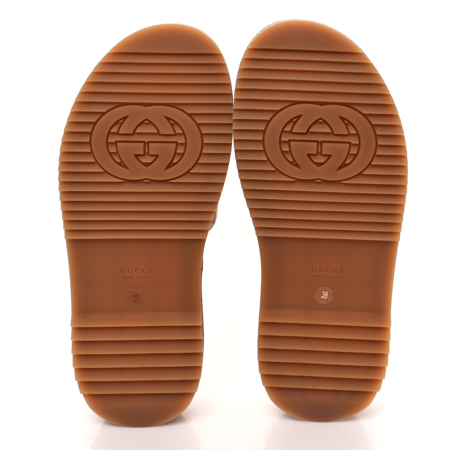Canvas GG Monogram Angelina Platform Slide Sandals 38 Beige Ruggine
