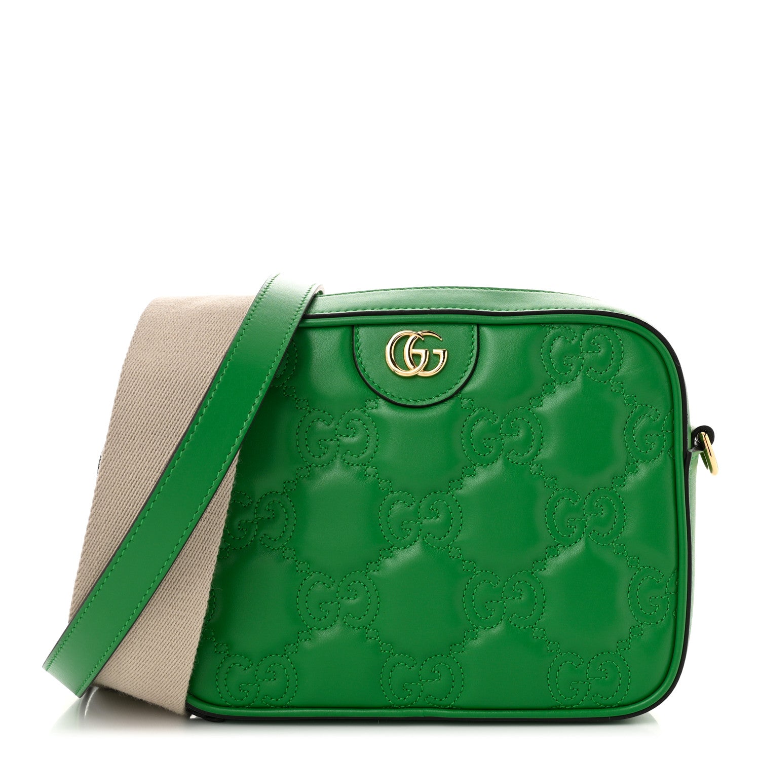 Gucci Calfskin GG Matelasse Shoulder Bag Spring Green Natural