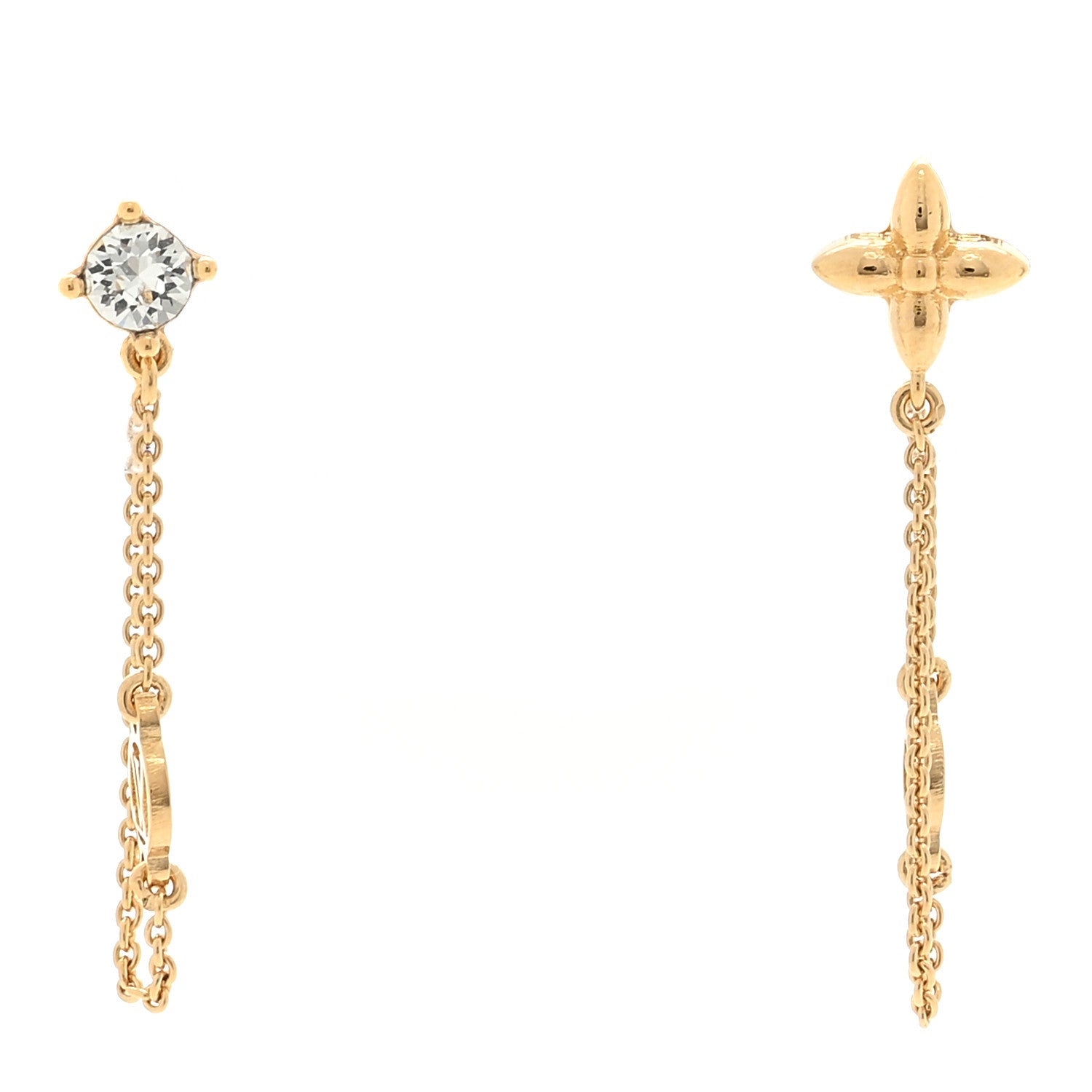 Louis Vuitton Metal Crystal Petit Louis Earrings Gold 1 of 4