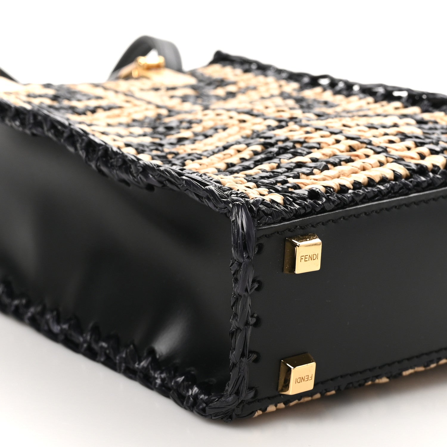 Fendi Raffia Plexiglass Crochet Mini Sunshine Shopper Tote Black 9 of 10