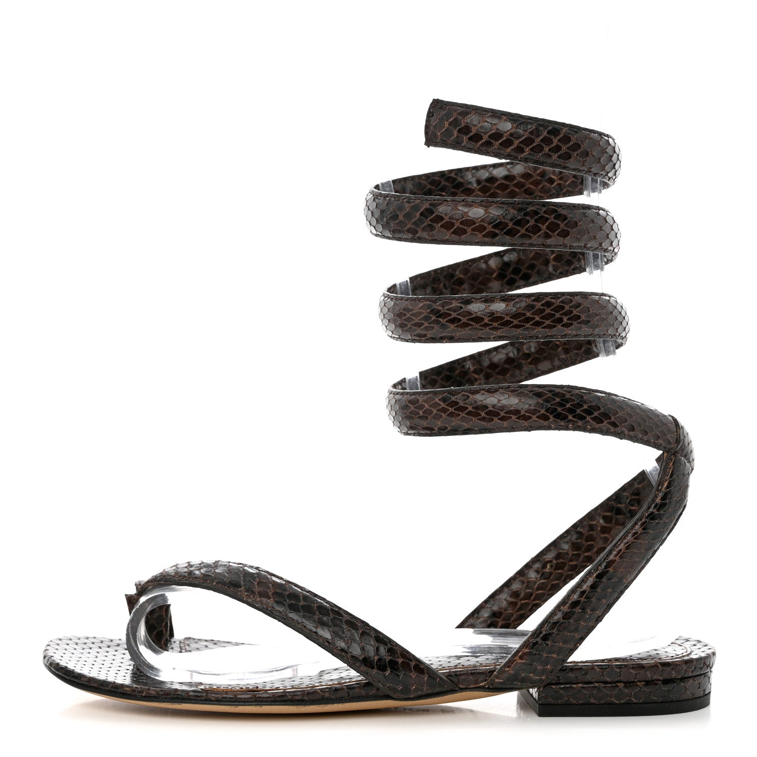 Bottega Veneta Calfskin Python Printed Spiral Flat Sandals 36