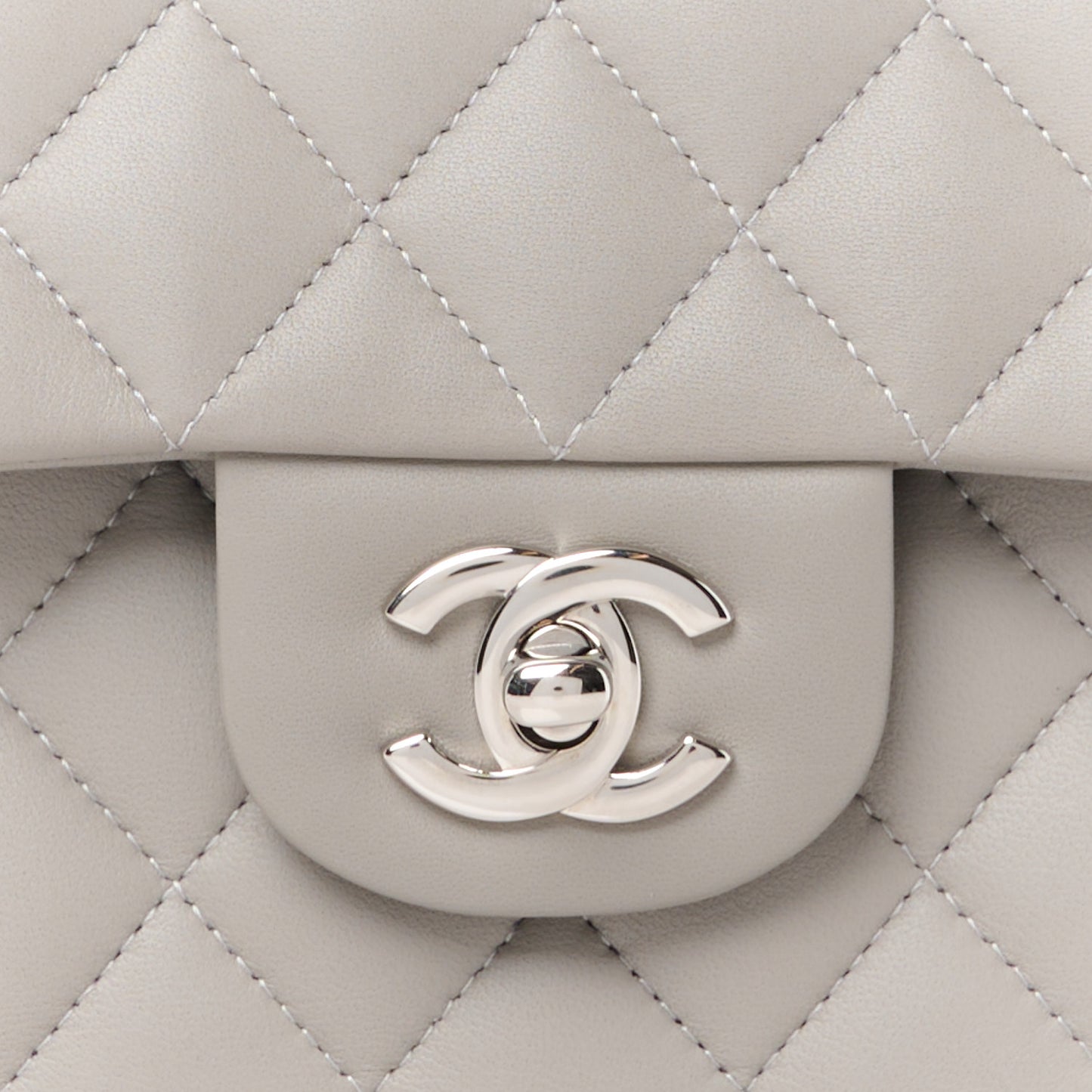 Lambskin Quilted Small Double Flap Grey
