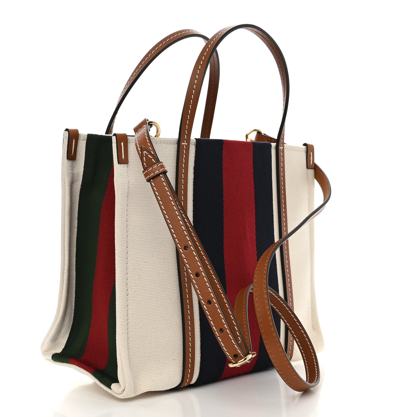 Canvas Calfskin Web Small Interlocking G Tote Bag Red Blue