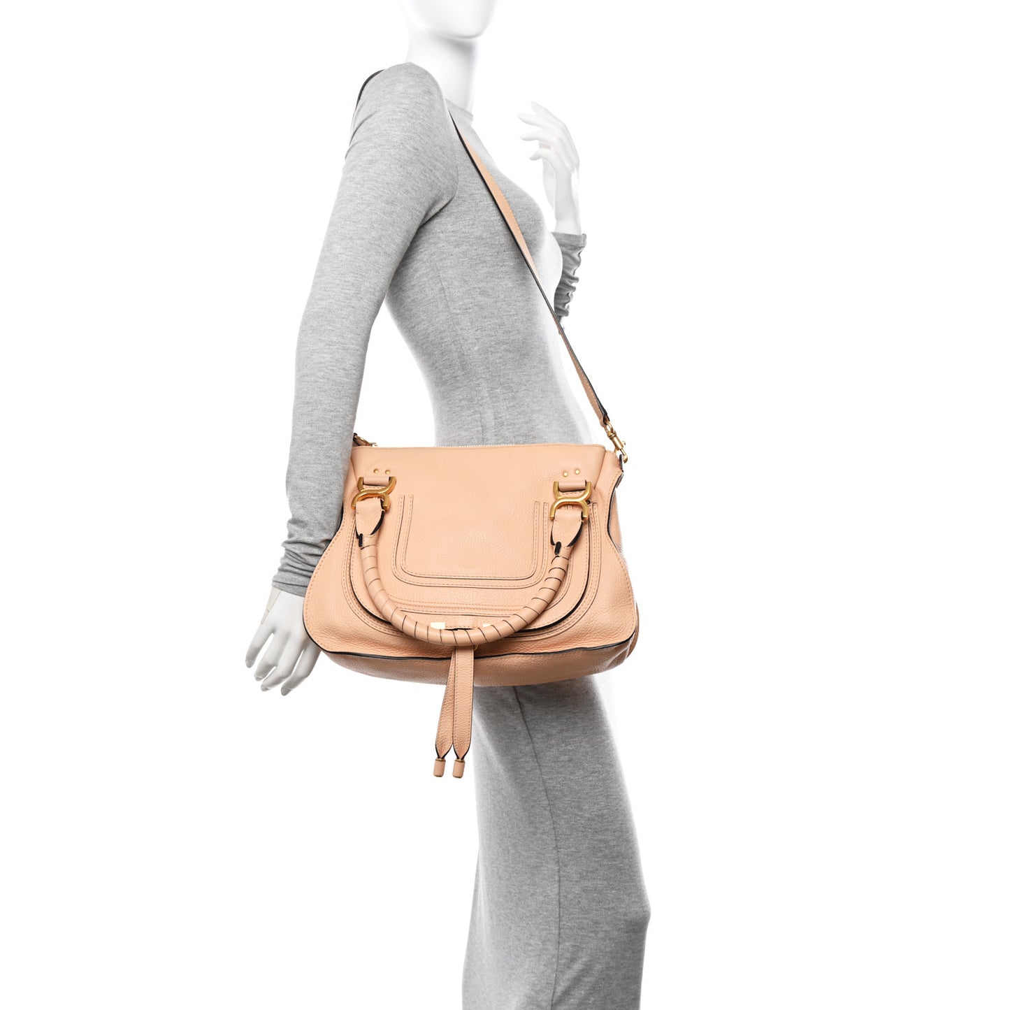 Calfskin Medium Marcie Satchel Light Tan