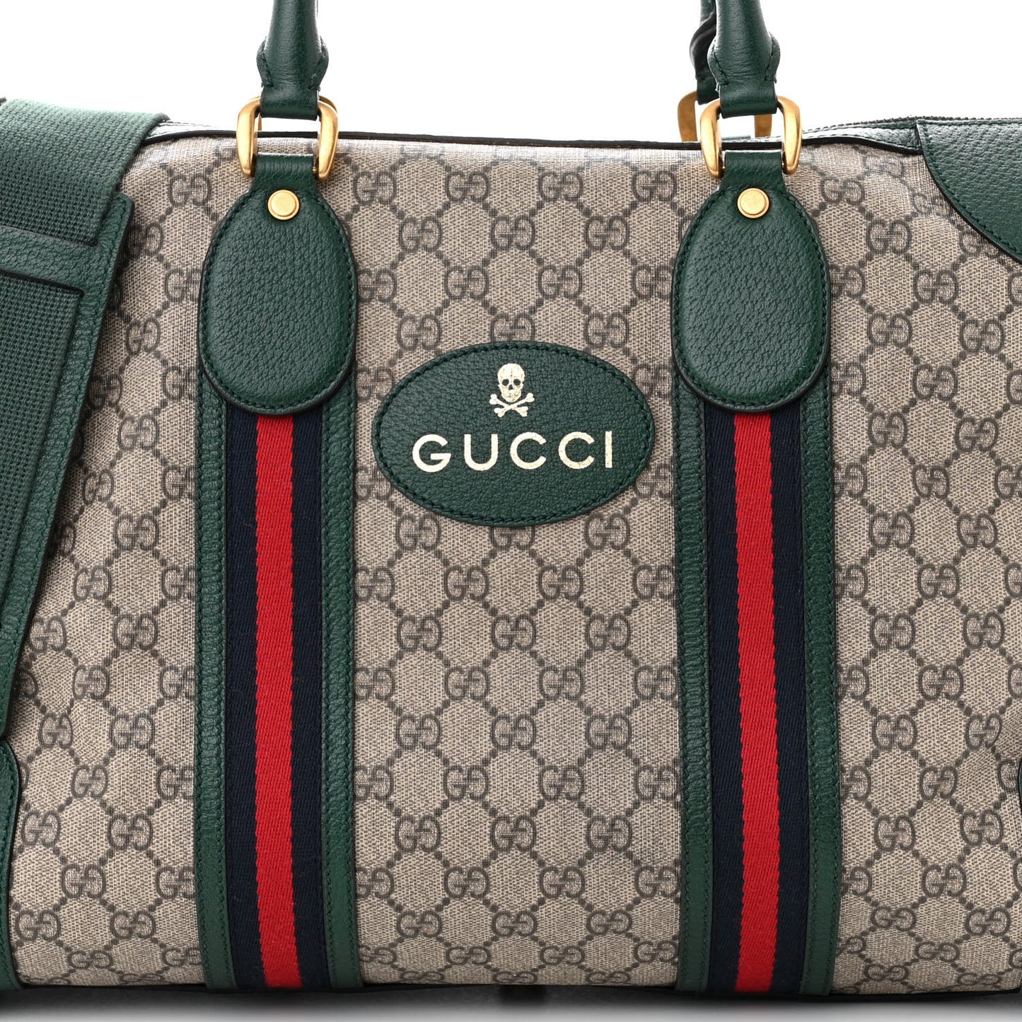 Soft GG Supreme Monogram Neo VintageWeb Skull Medium Duffle Bag Beige New Acero Green