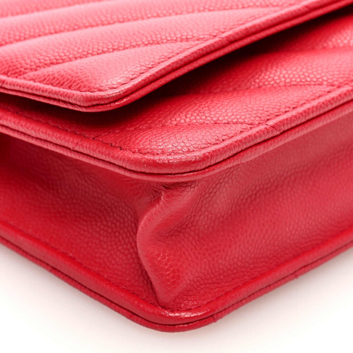 Caviar Chevron Ancient Greek Charms Quilted Wallet On Chain WOC Red