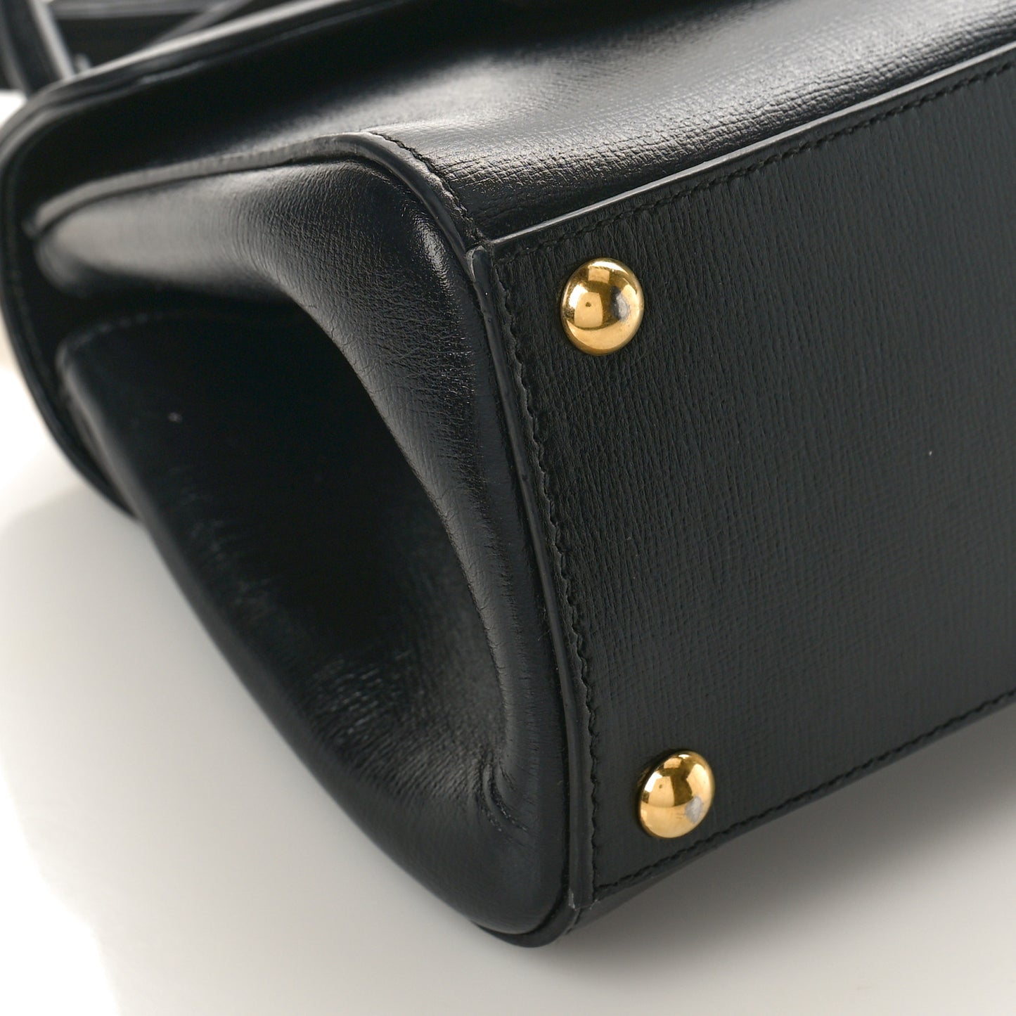 Glazed Textured Calfskin Mini Horsebit 1955 Top Handle Flap Bag Black