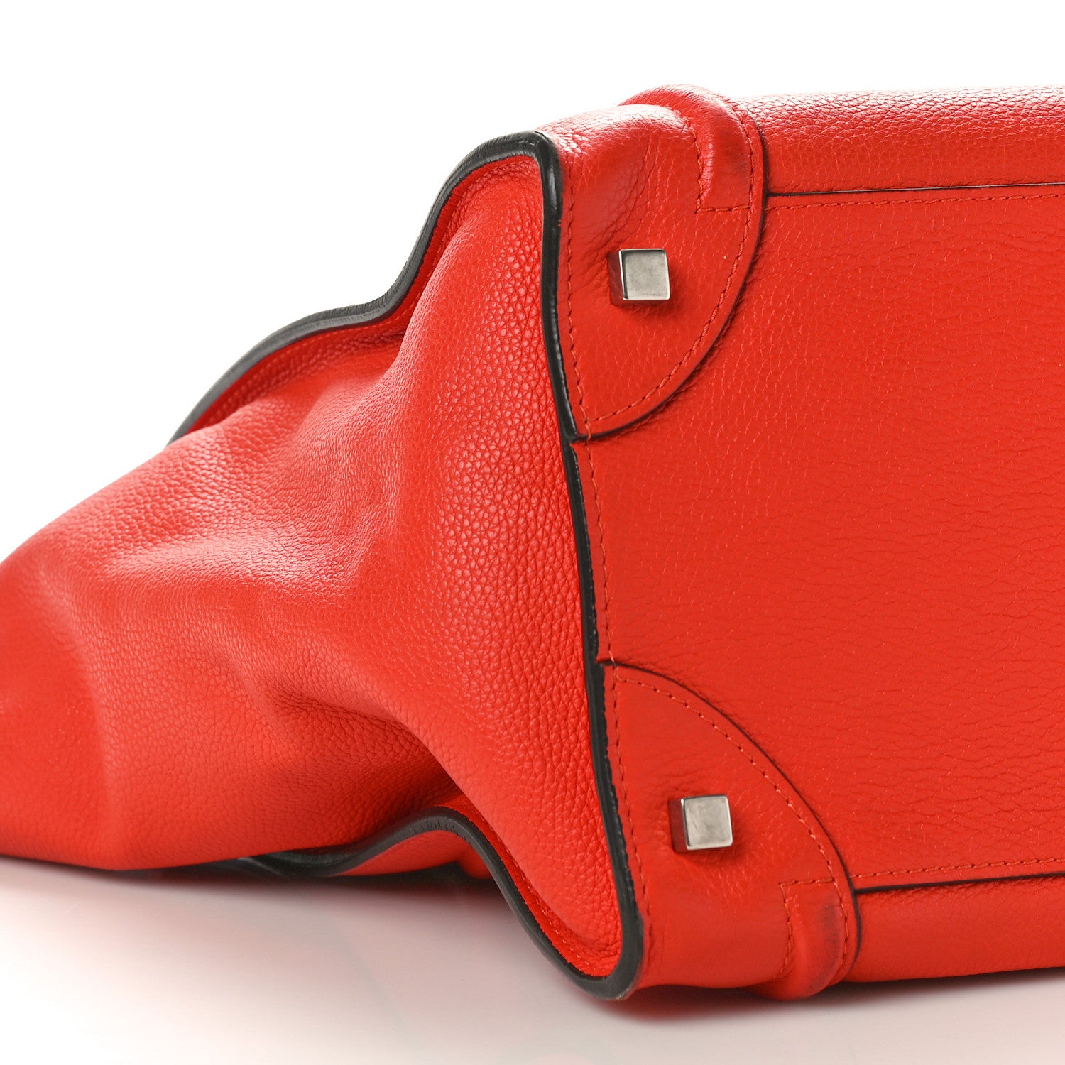 Celine Drummed Calfskin Mini Luggage Coquelicot 8 of 11