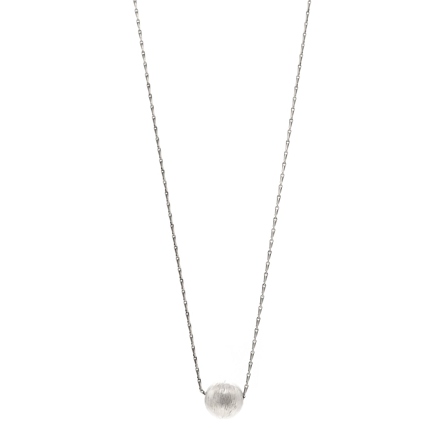 Metal Textured Ball Chain Link Necklace Silver