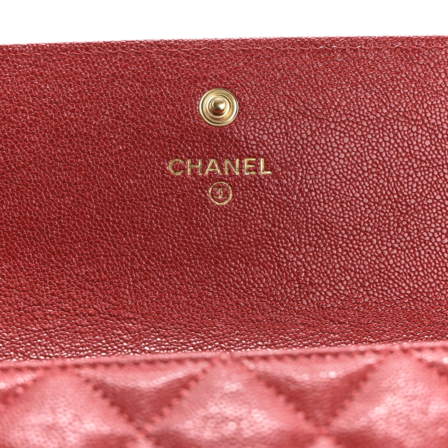 Caviar Quilted Large Boy Gusset Flap Wallet Red