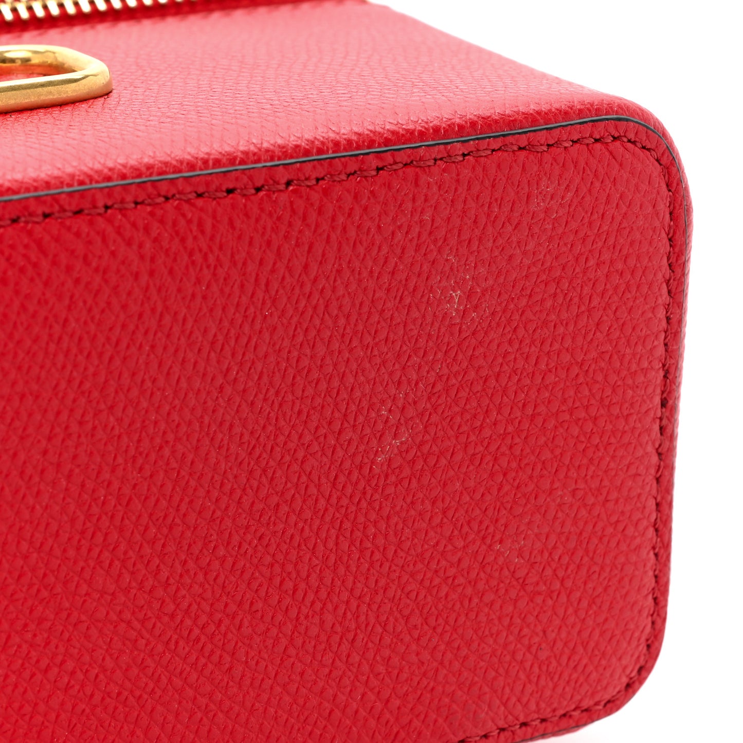 Grained Calfskin VLogo Vanity Case Rouge Pur