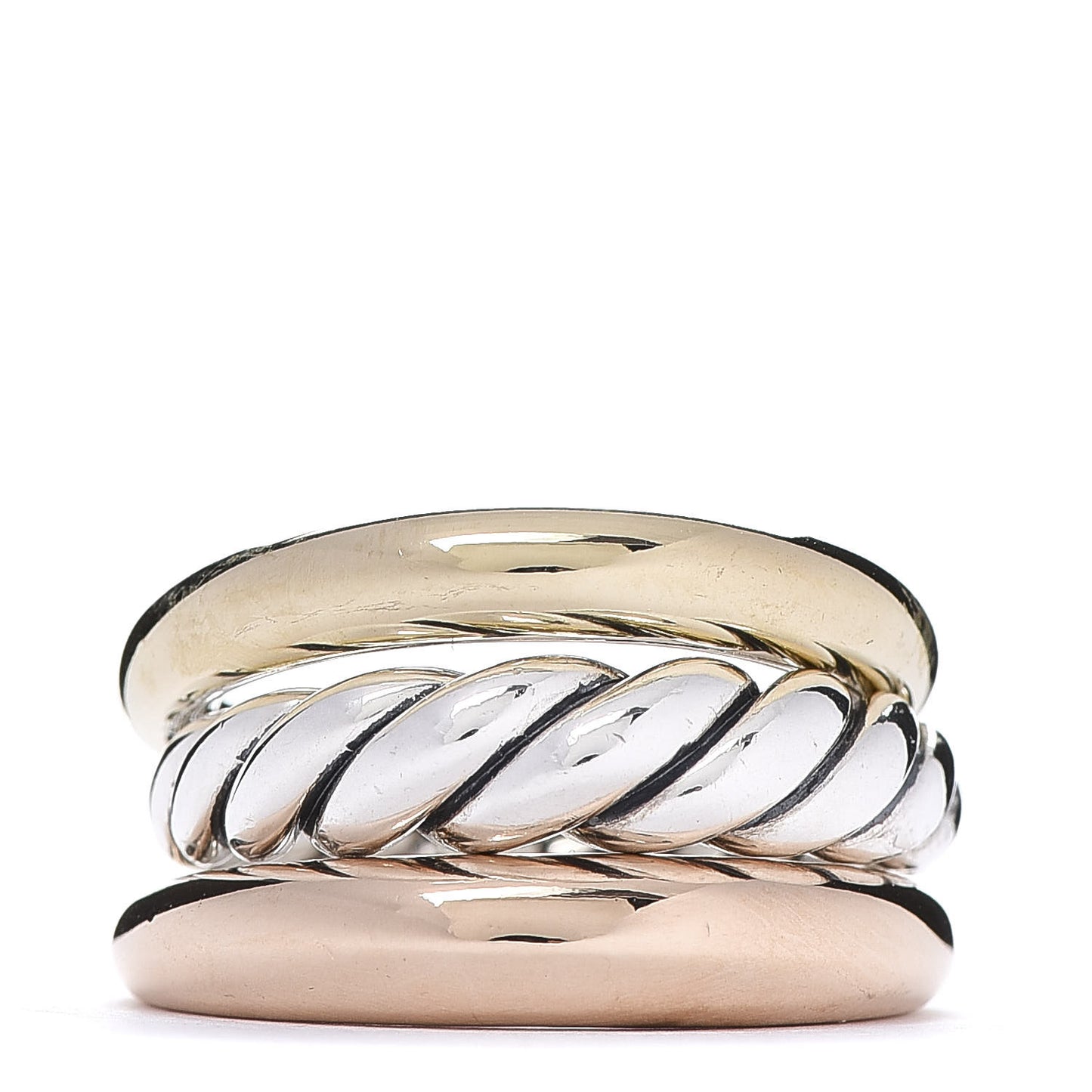 Sterling Silver Bronze Brass Pure Form Three-Row Ring 56 7.5