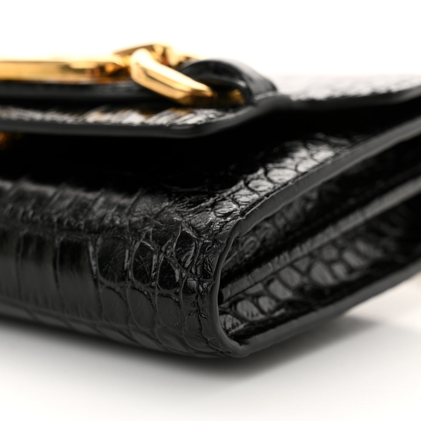 Calfskin Crocodile Embossed Mini Whitney Shoulder Bag Black