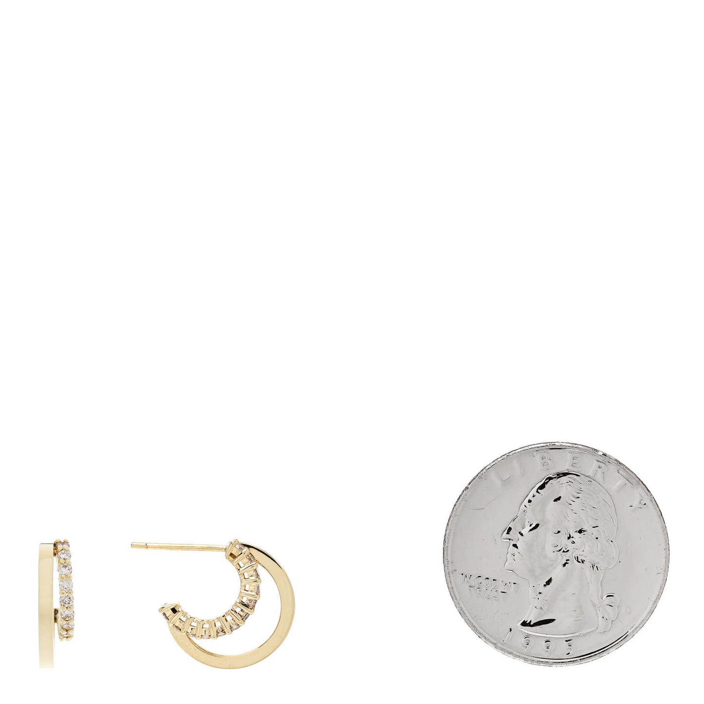18K Yellow Gold Diamond Mini Double Hoop Earrings