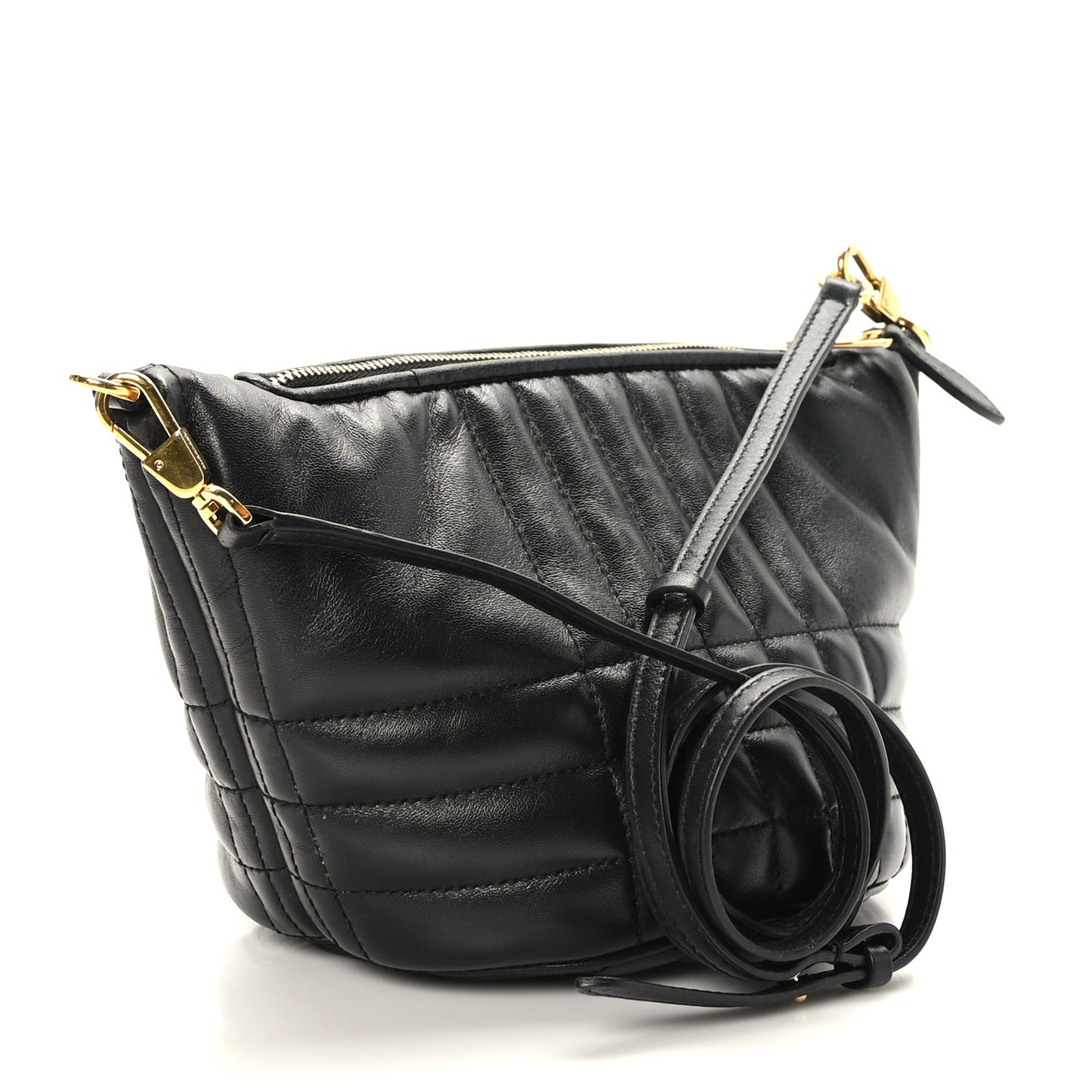 Lambskin Quilted Small Crescent Lola Bag Black