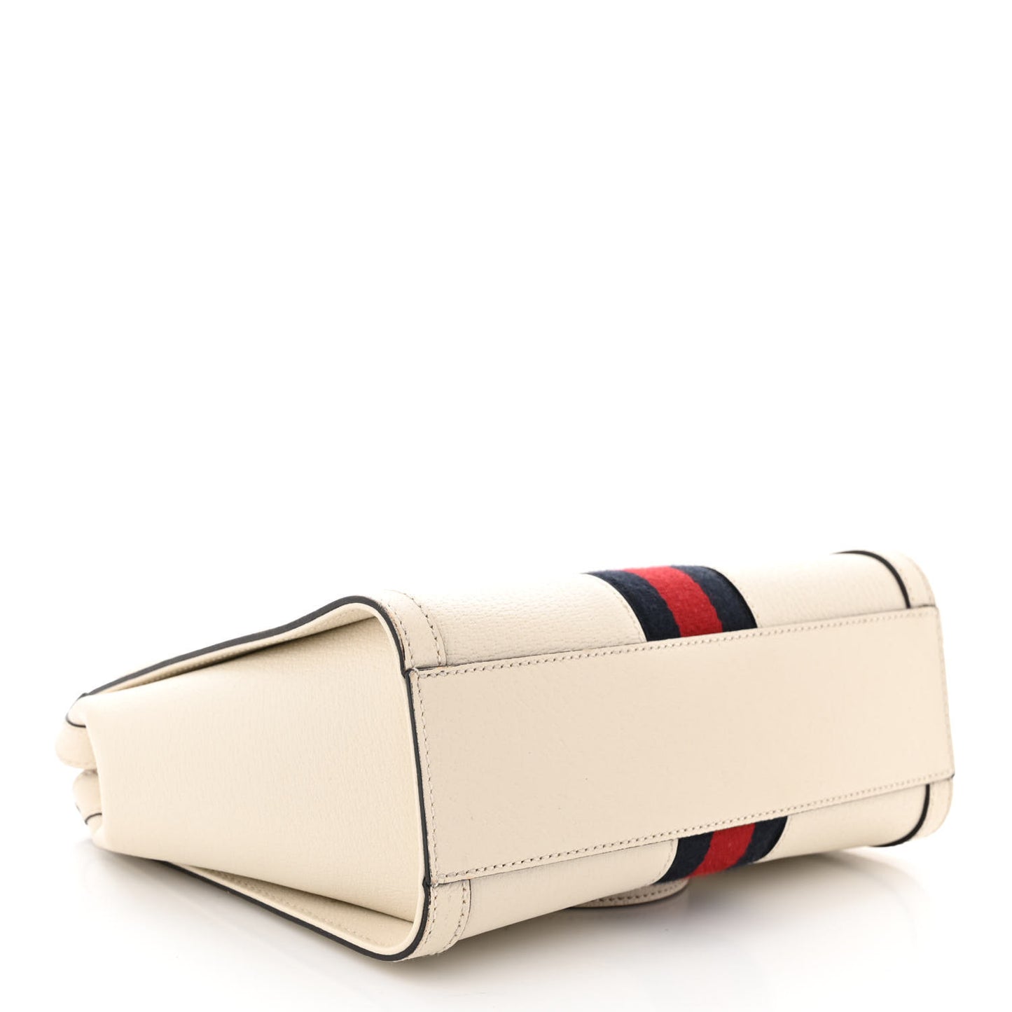 Textured Calfskin Web Small Ophidia Tote Bag Mystic White