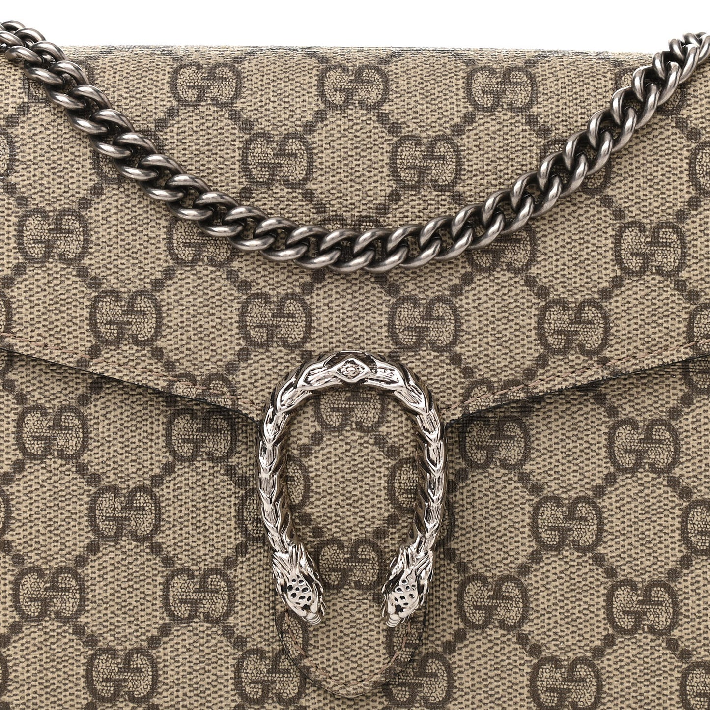 GG Supreme Monogram Mini Dionysus Chain Wallet Beige Black