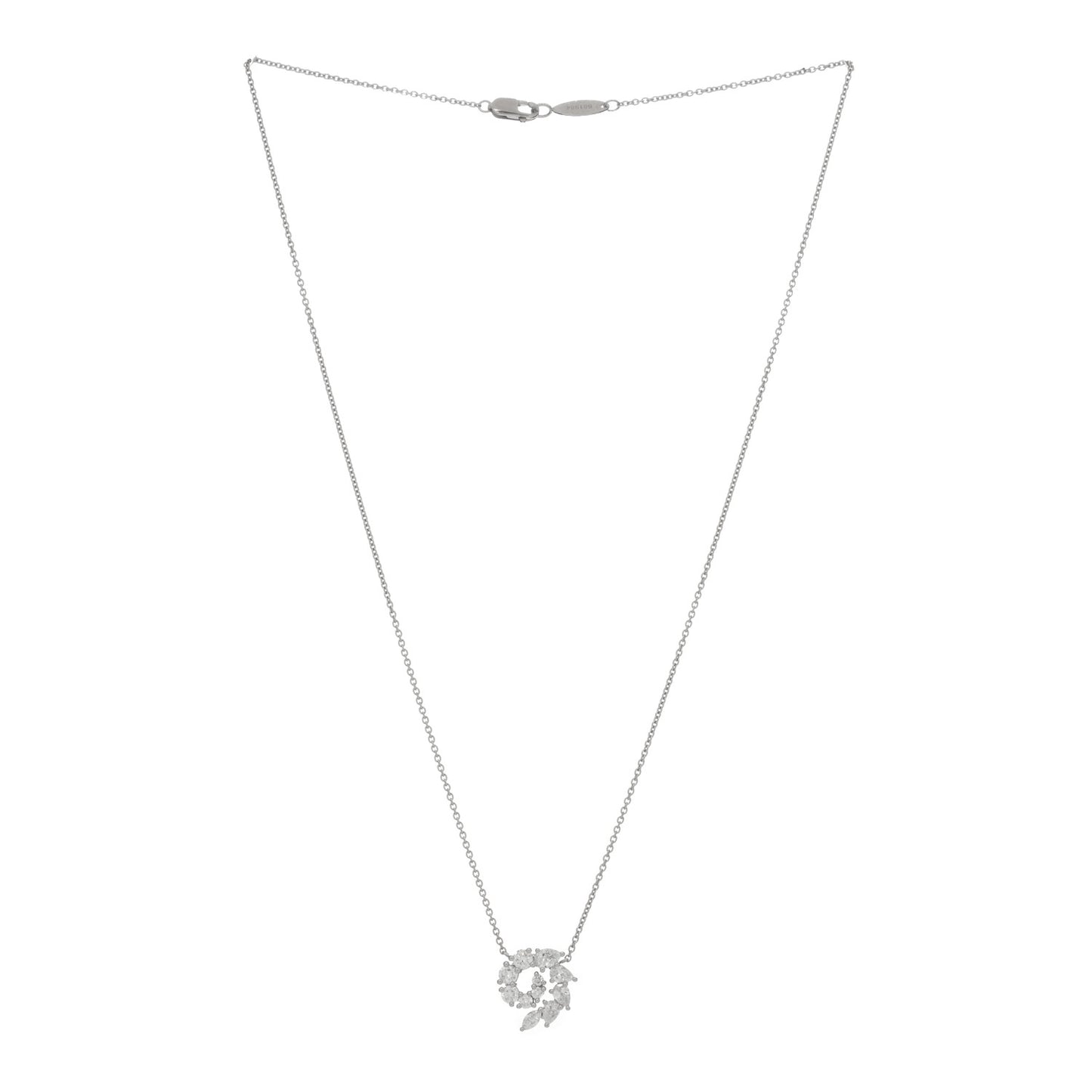 Platinum Diamond Small Open Cluster Pendant Necklace