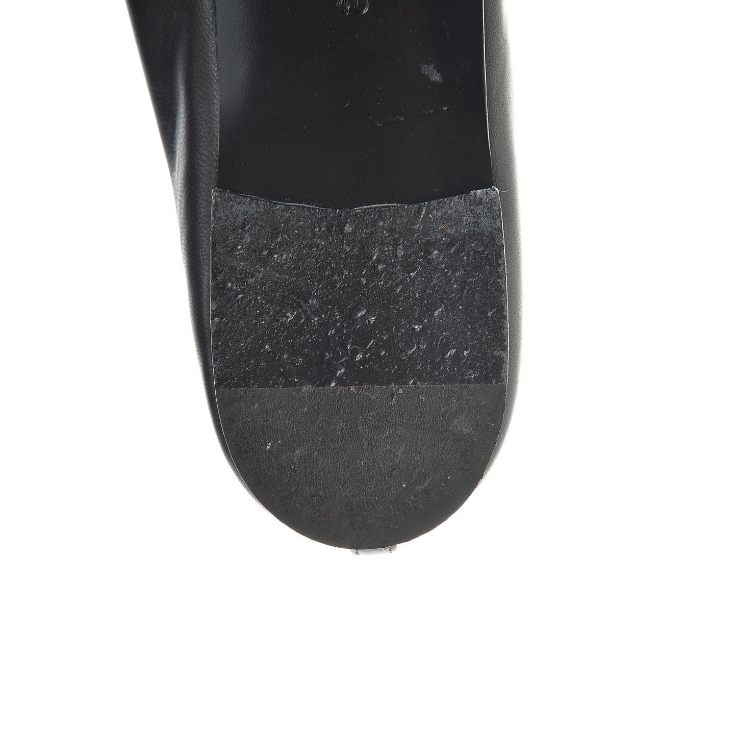 Lambskin Patent Calfskin Cap Toe Ballerina Flats 40 Black