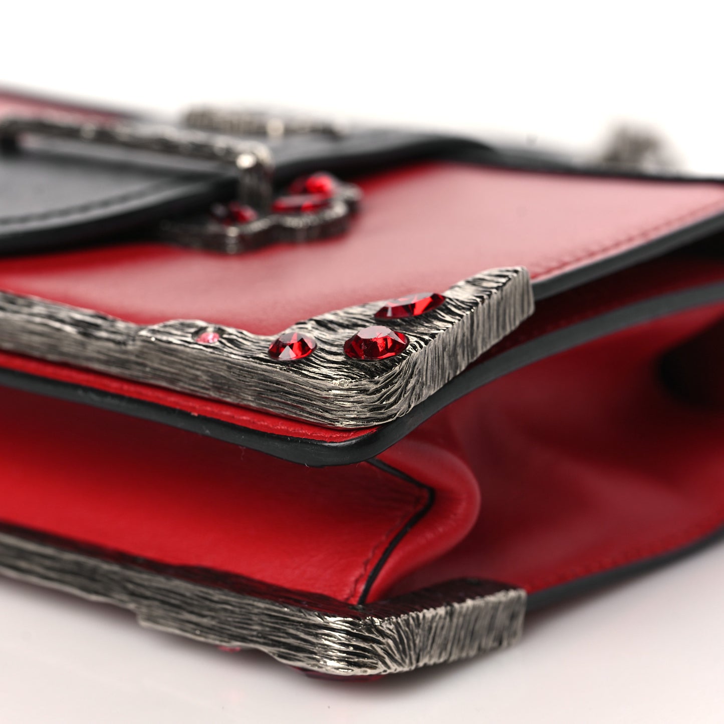 City Calfskin Saffiano Crystal Cahier Bag Fuoco Black