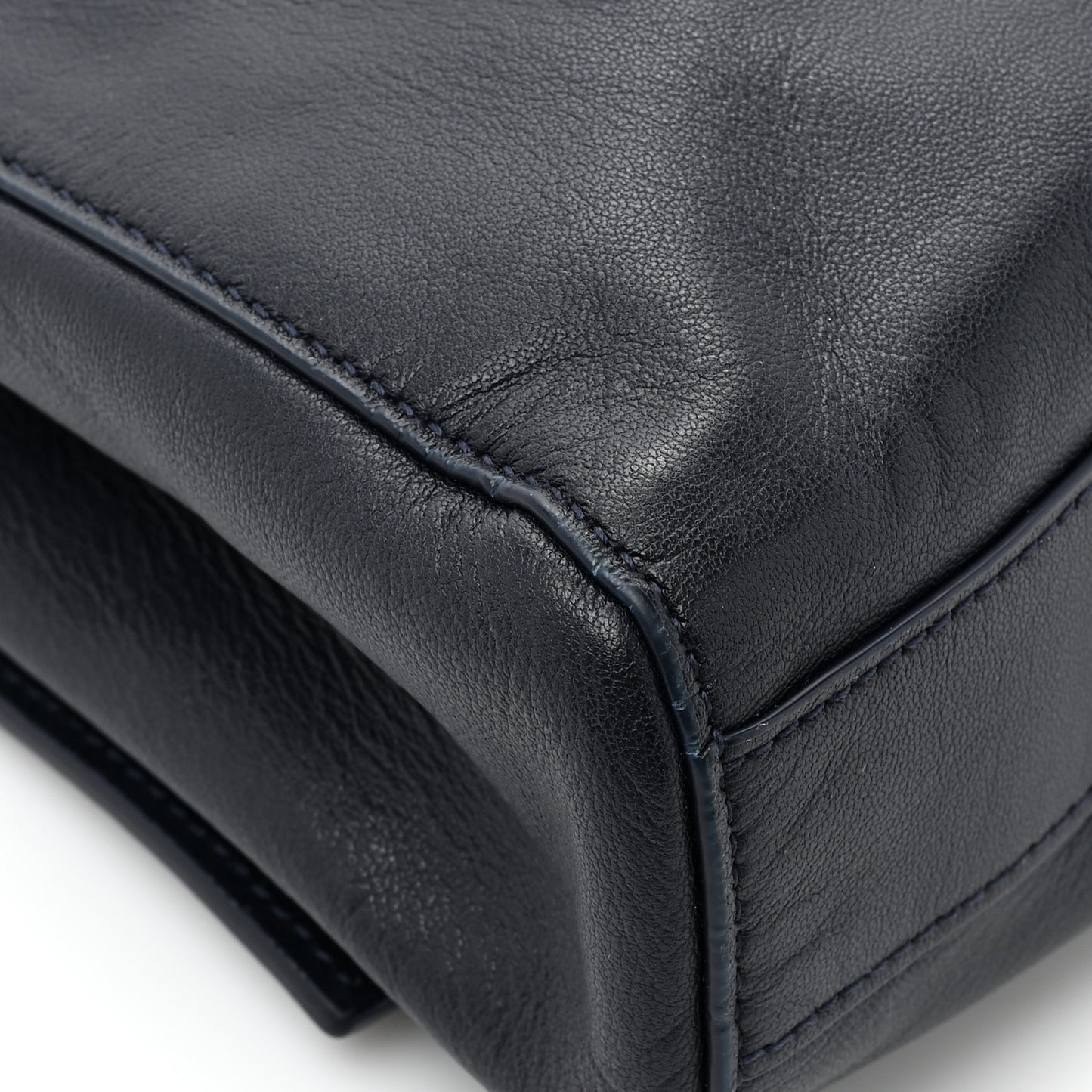 SAINT LAURENT Smooth Calfskin Suede Medium Reversible Monogram Kate Satchel Navy
