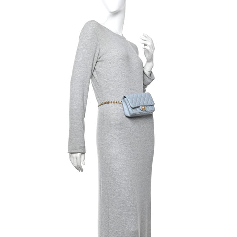 Aged Calfskin Quilted 2.55 Reissue Flap Belt Bag Clutch Light Blue