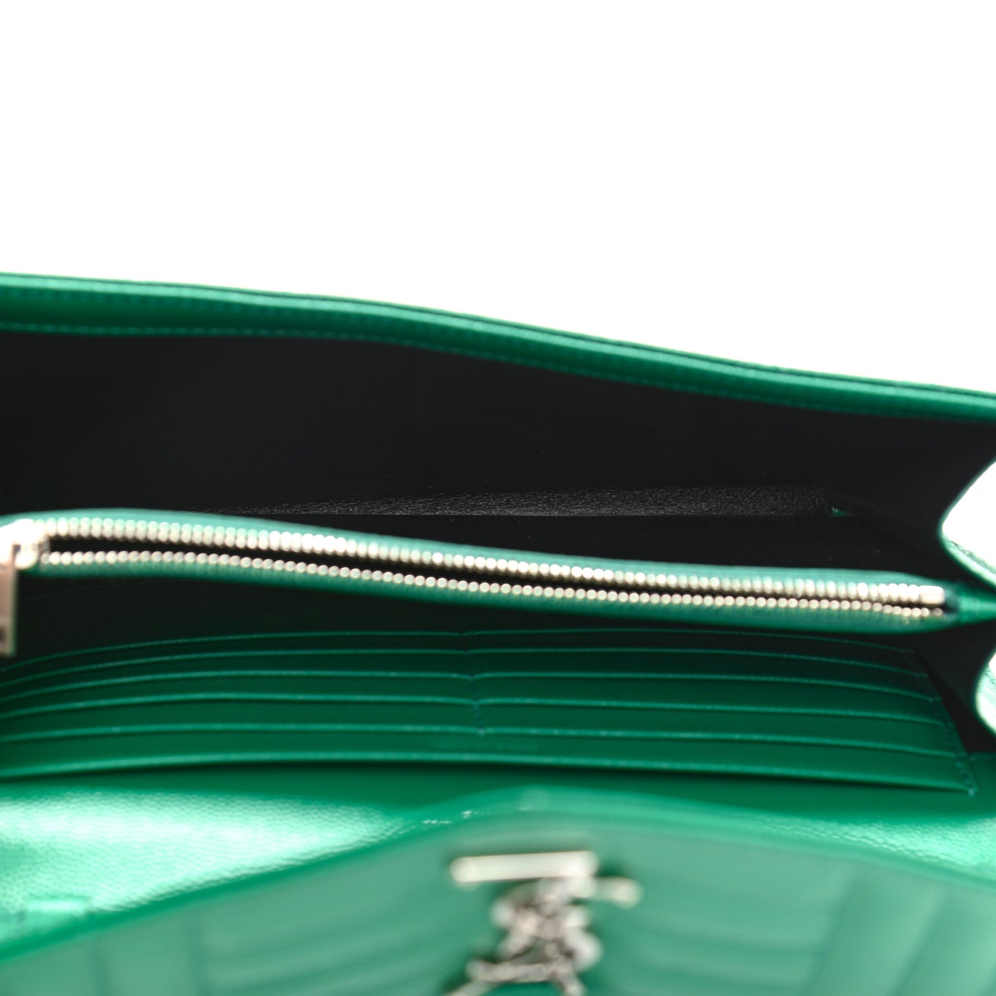 Grain De Poudre Mixed Matelasse Triquilt Monogram Chain Wallet Green Field