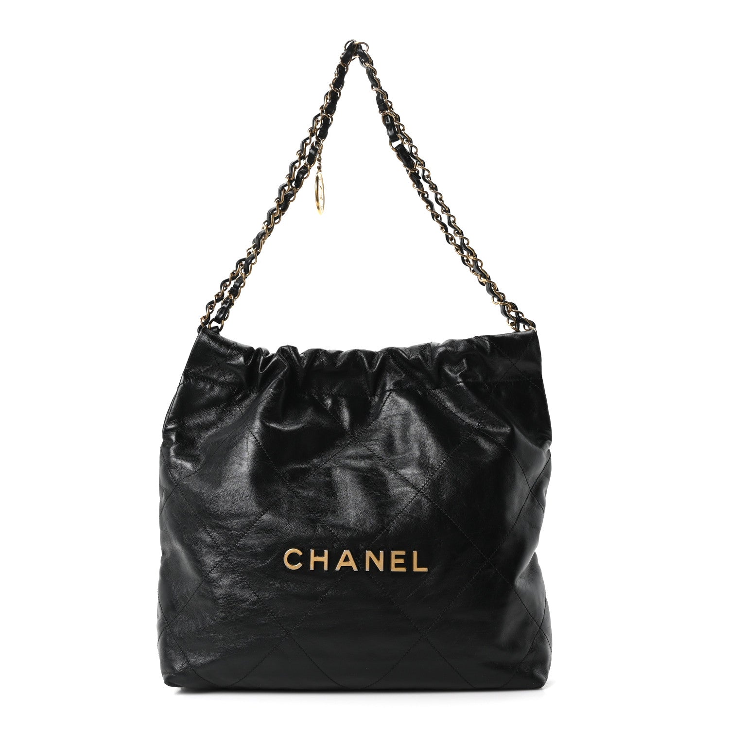 CHANEL シャネル №22 Chanel Shiny Calfskin Quilted Small Chanel 22 Black 1866480