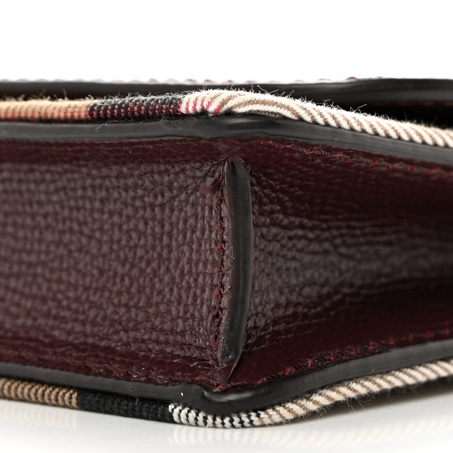 Grained Calfskin House Check Tartan Mix Hampshire Wallet On Chain Burgundy