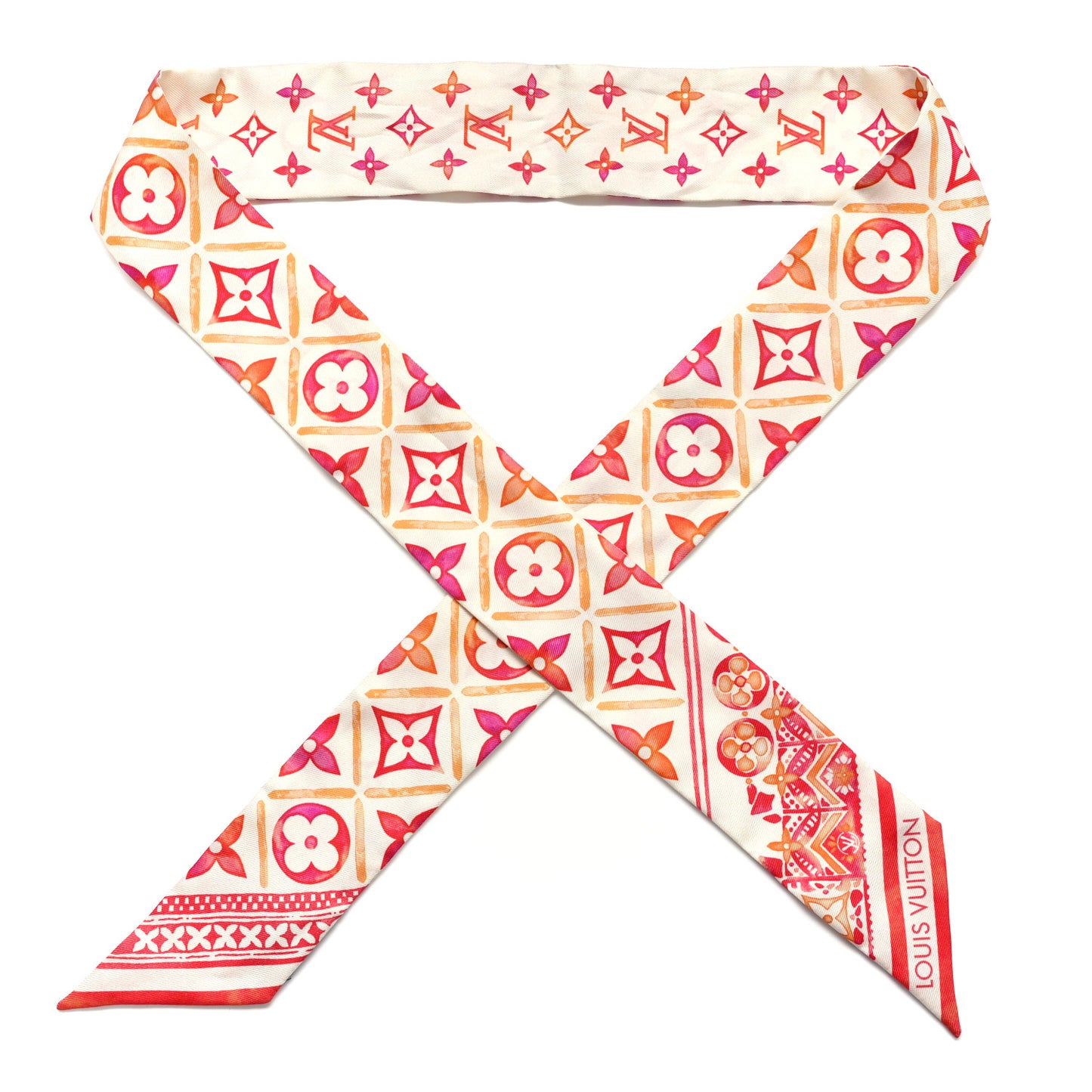 Silk Monogram LV Tiles BB Bandeau Coral