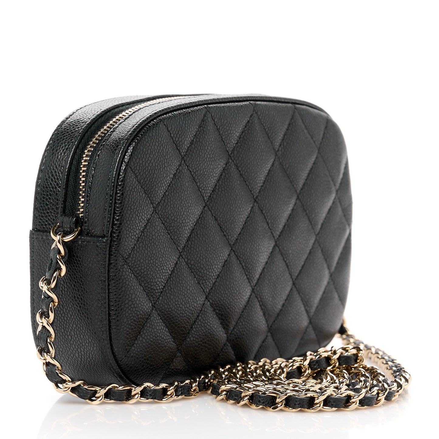 Caviar Quilted Chain Camera Bag Black