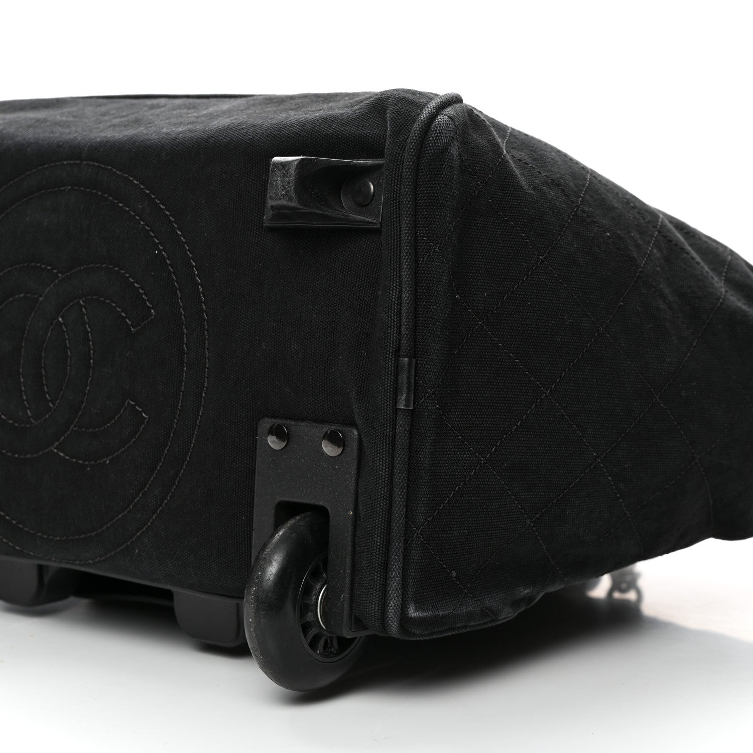 Chanel Washed Toile Calfskin Quilted Trolley Black 10 of 13